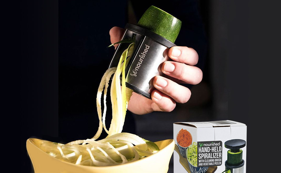 Hand Held Spiralizer Vegetable Slicer Zoodle Maker Veggie Spiral Cutter FREE