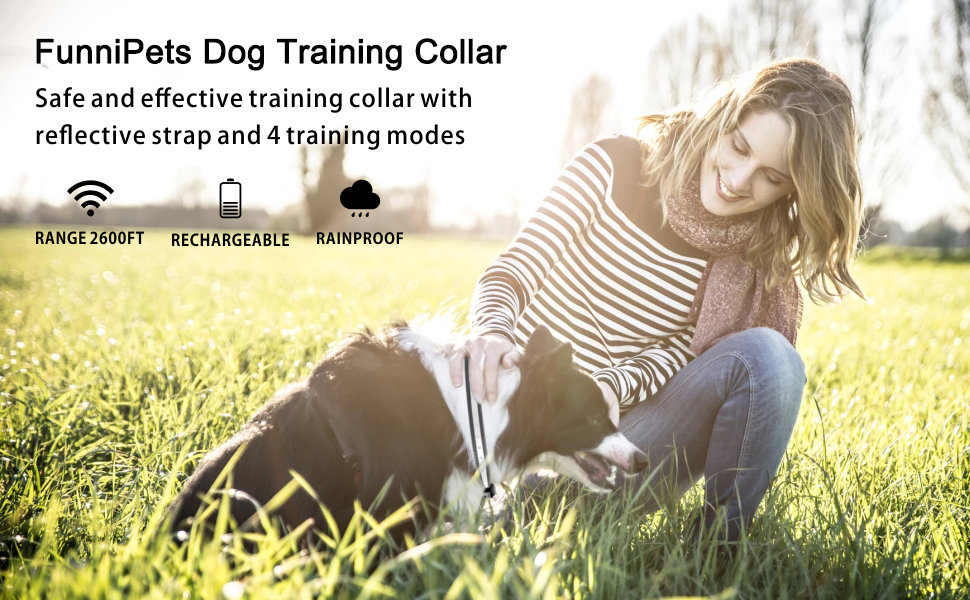 FunniPets Dog Training Collar for 3 Dogs, 2600ft Range Dog