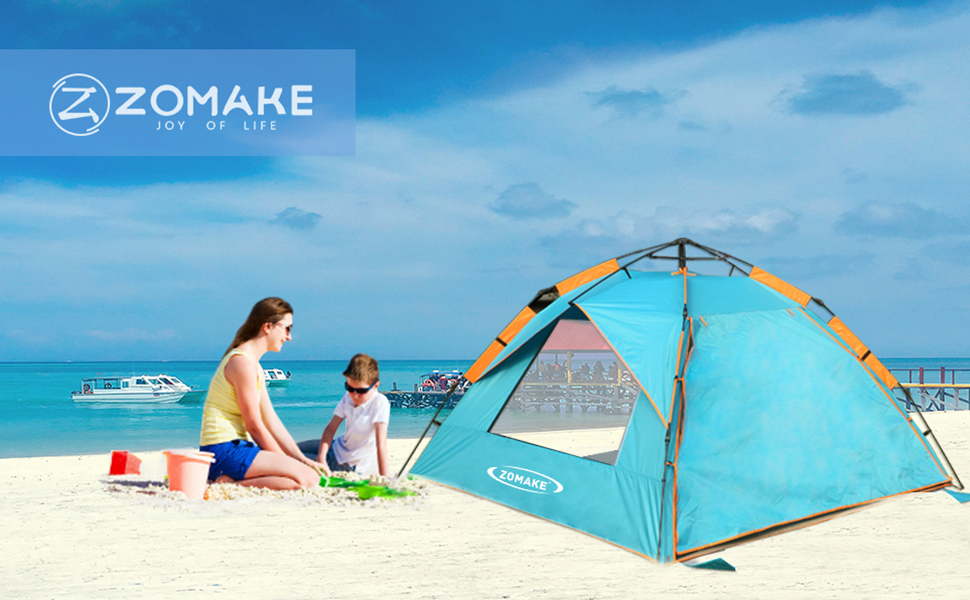 ZOMAKE Instant Beach Tent 34 Person, Pop Up Sun Shelter