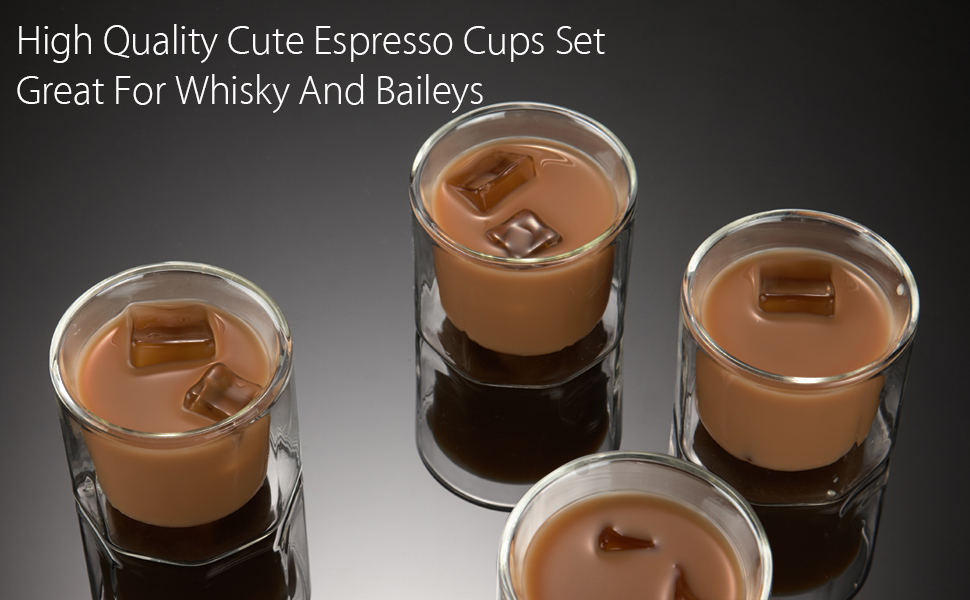 ZENS Double Walled Espresso Shot Glasses, 4 Ounce Unique