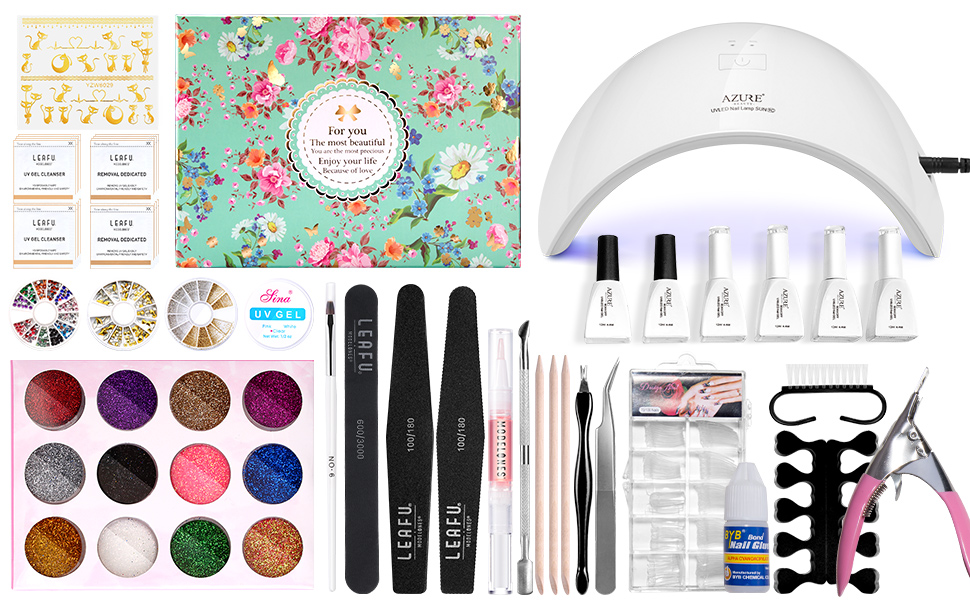 Gel Nail Polish Starter Kit with UV LED 24W Nail lamp