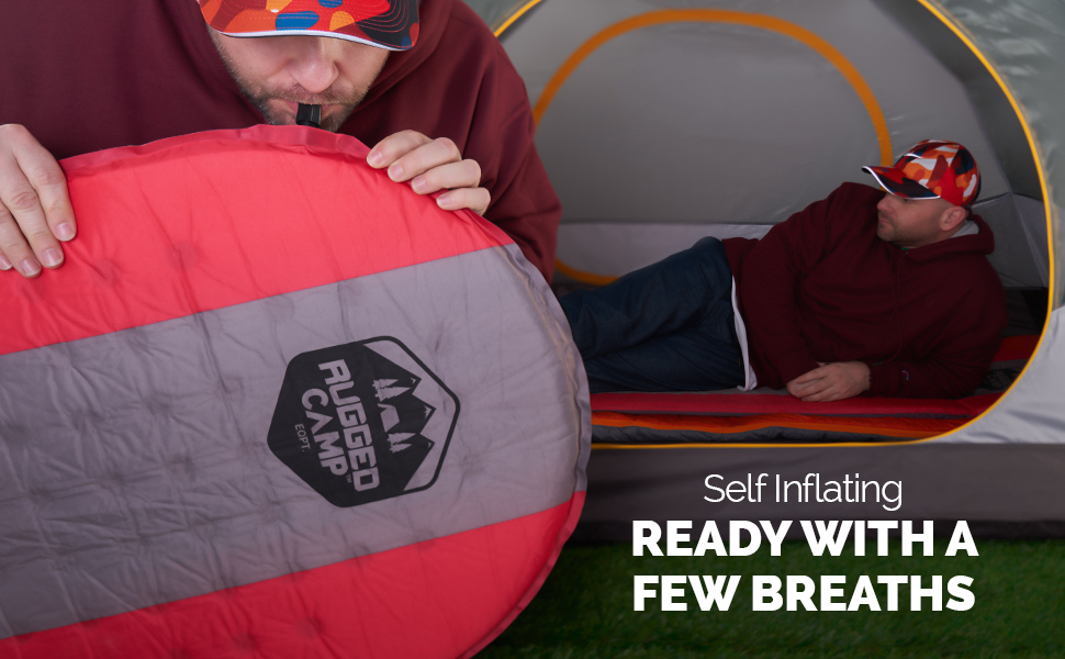 Rugged Camp Self Inflating Sleeping Pad Foam Camping Mat