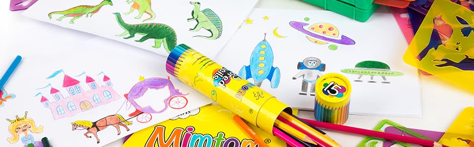 Mimtom Drawing Stencils for Kids 58 PC Stencil Kit with 