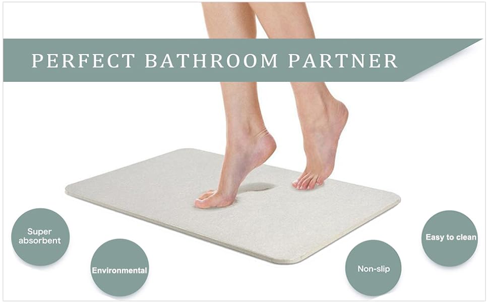 Marbrasse Bath Mat, Absorbent Diatomaceous Earth, Japanese