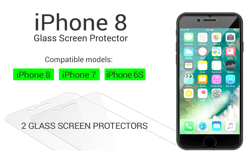 Abyss Gear Glass Screen Protector for iPhone 8 7 6S/6 (2 Pack), 2XStrength Tempered