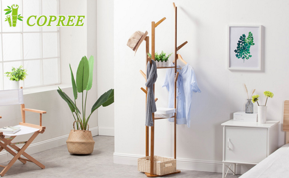 COPREE Bamboo Tree Garment Clothes Coat Hat Umbrella