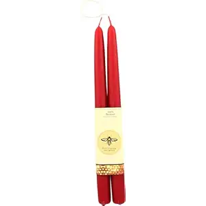 Red 12 Inch Beeswax Taper Candles, 2 CT