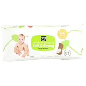365 by Whole Foods Market, Soft & Strong Disposable Baby Wipes, Enriched with Coconut Oil, 64 Count