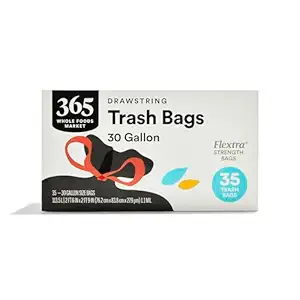 365 by Whole Foods Market, Flextra Strength Drawstring Trash Bags, 30 Gallon, 35 Count