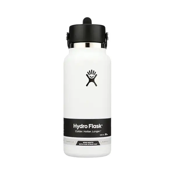 White Wide Flex Straw Cap Bottle 32Oz, 1 EA 1