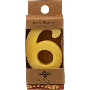 Number 6 Beeswax Birthday Candle, 1 EA