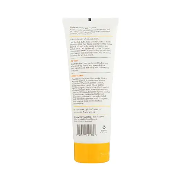 Unscented Baobab Baby Face & Body Creme, 8 FZ 3