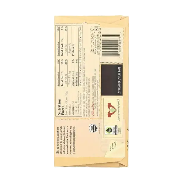 Organic Dark Chocolate Bar, 3.2 OZ 2