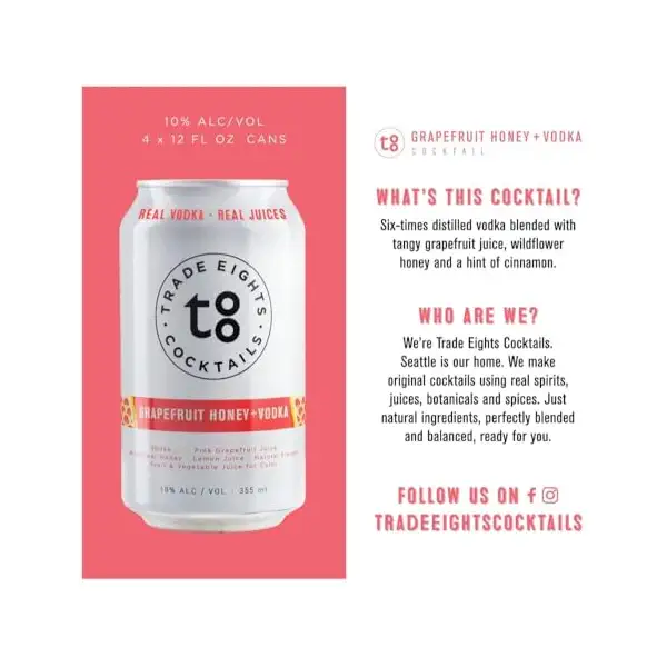 Grapefruit Honey Vodka Cocktail 4pk Cans 2