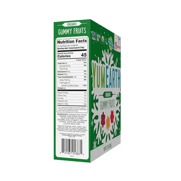 Organic Holiday Gummy Fruits 15ct, 7.5 OZ 8