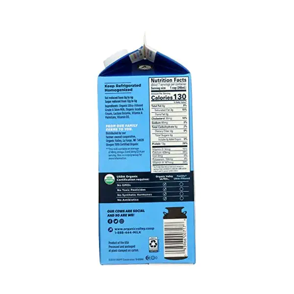 Organic Ultra-Filtered 2% Reduced Fat Milk, 56 FZ 7