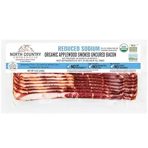 Organic Reduced Sodium Applewood Smoked Uncured Bacon, 8 OZ