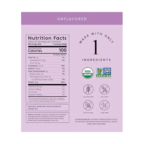 Organic Unflavored Whey Protein, 18.3 OZ 2
