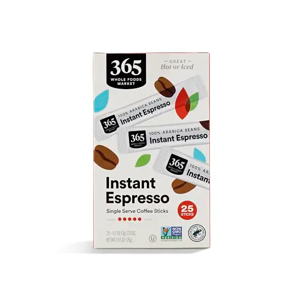 365 by Whole Foods Market, Instant Espresso, Dark Roast, 25 Single Serve Coffee Sticks, 2.65 Ounces 1