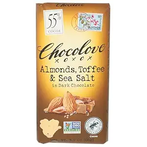 Almonds, Toffee & Sea Salt Dark Chocolate Bar, 3.2 OZ