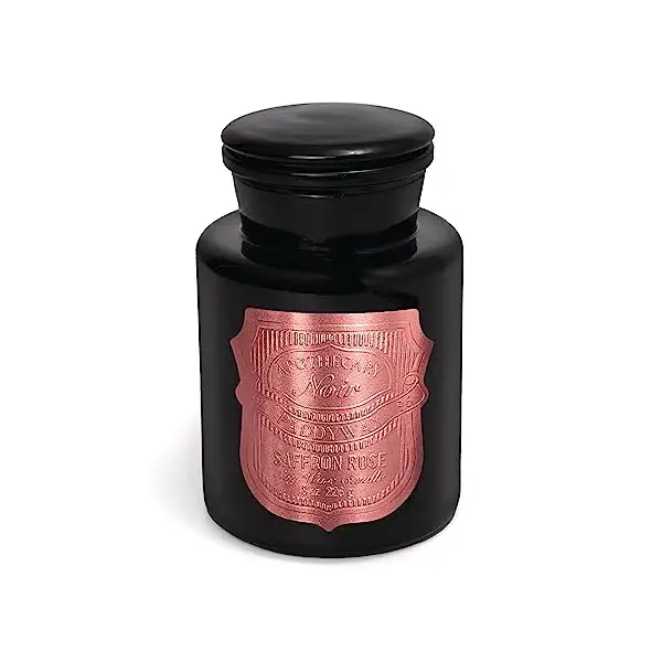 Saffron Rose Black Glass Candle with Lid 1