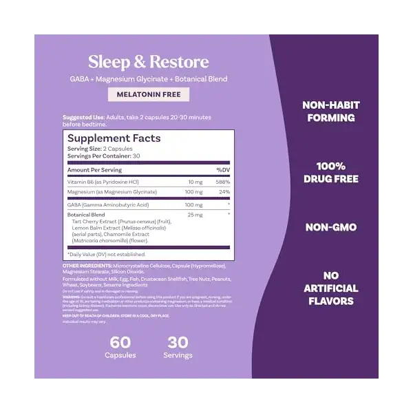 Sleep & Restore Non-Melatonin Capsule, 60 CT 6