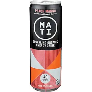 Organic Sparkling Peach Mango Energy Drink, 12 FZ