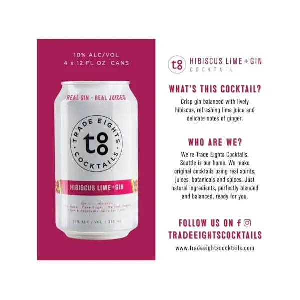 Hibiscus Lime Gin Cocktail 4pk Cans 2