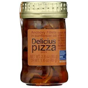 Spicy Pizza Anchovy Fillets in Sunflower Oil, 2.8 OZ