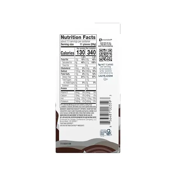Stevia Sweetened Sea Salt Chocolate Bar, 2.8 OZ 7