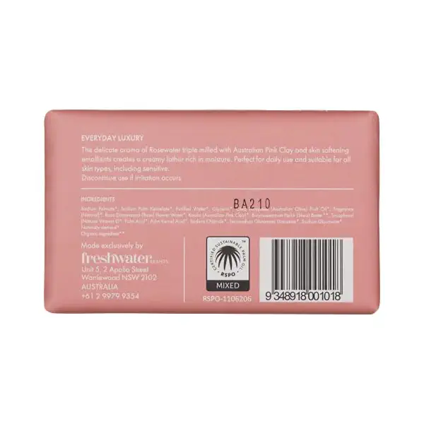 Rosewater Pink Clay Body Bar, 7 OZ 4