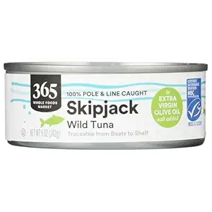 365 by Whole Foods Market, Skipjack Tuna in Extra Virgin Olive Oil, Salt Added, 5 Ounce
