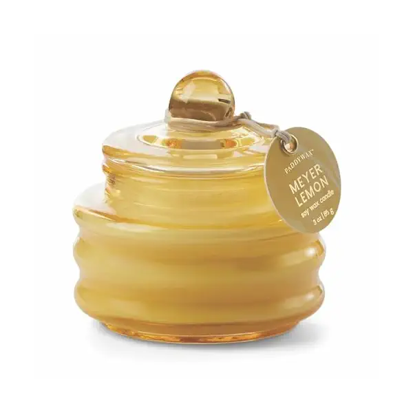 Meyer Lemon Yellow Glass Candle with Lid 1