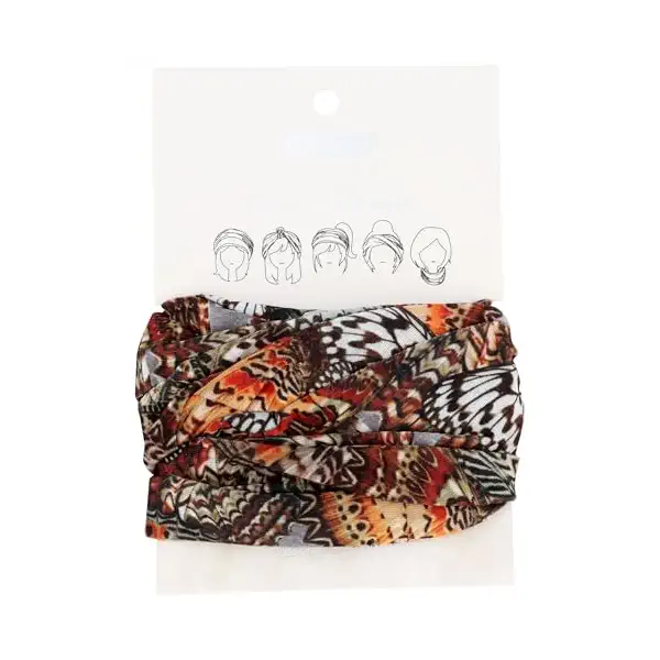 Orange/Brown Floral Infinity Headwrap 1