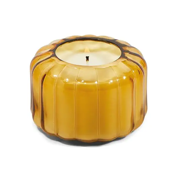 Golden Ember Tan Ribbed Glass Candle 1