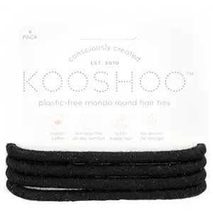 Plastic Free Round Black Hair Ties 4 Count, 4 CT