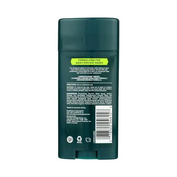 Men's Hemp Seed Oil & Aloe Deodorant Stick, 2.5 OZ 2