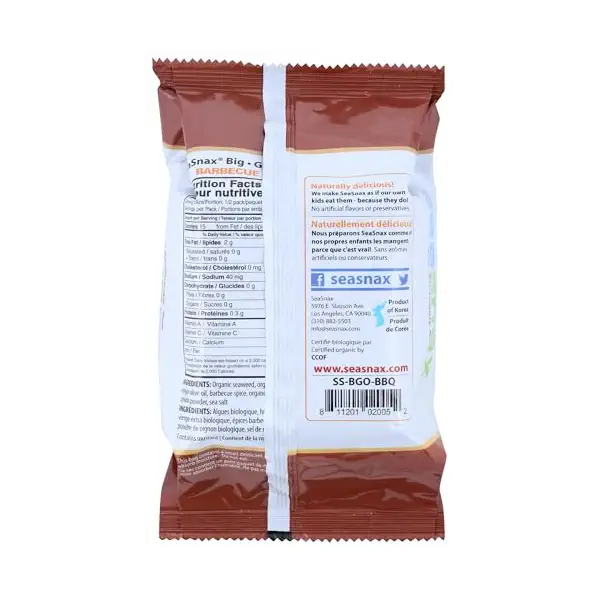 Organic Roasted Seasoned Seaweed Barbecue, 0.36 OZ 2