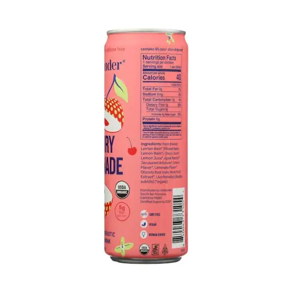 Organic Cherry Lemonade Sparkling Probiotic Drink, 12 FZ 2