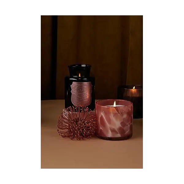 Saffron Rose Black Glass Candle with Lid 2