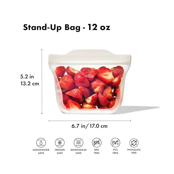 Oat Snack Stand Up Silicone Reusable Bag 12Oz, 1 EA 6