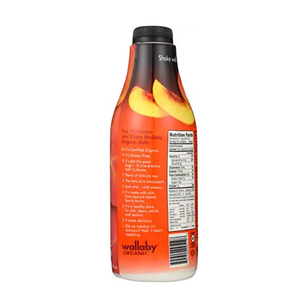 Organic Whole Milk Peach Kefir, 32 FZ 2