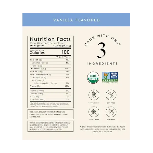 Organic Vanilla Whey Protein, 18.9 OZ 2