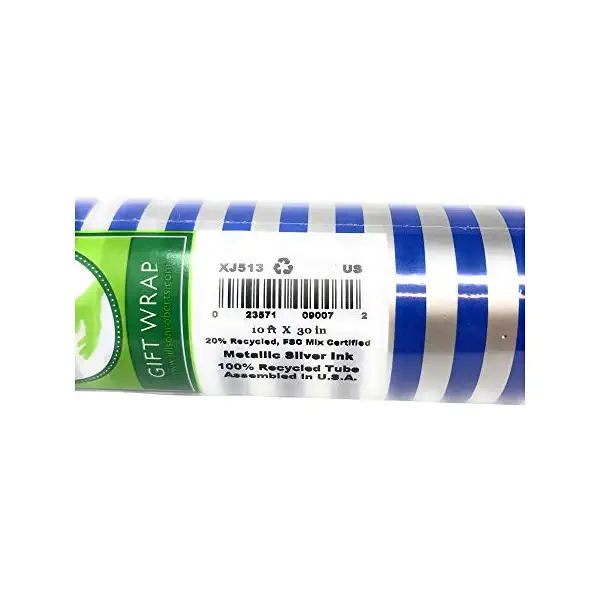 Blue Silver Stripe Jumbo Roll Wrap, 1 EA 2