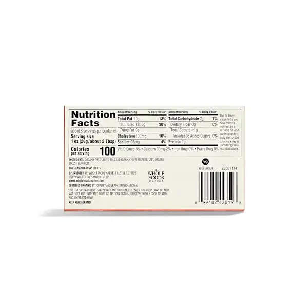 Organic Cream Cheese Bar, 8 OZ 2