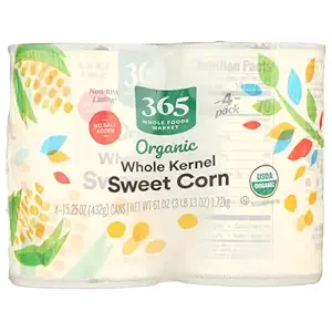 365 by Whole Foods Market, Organic Corn, No Salt Added, 15.25 Ounce, 4 Pack