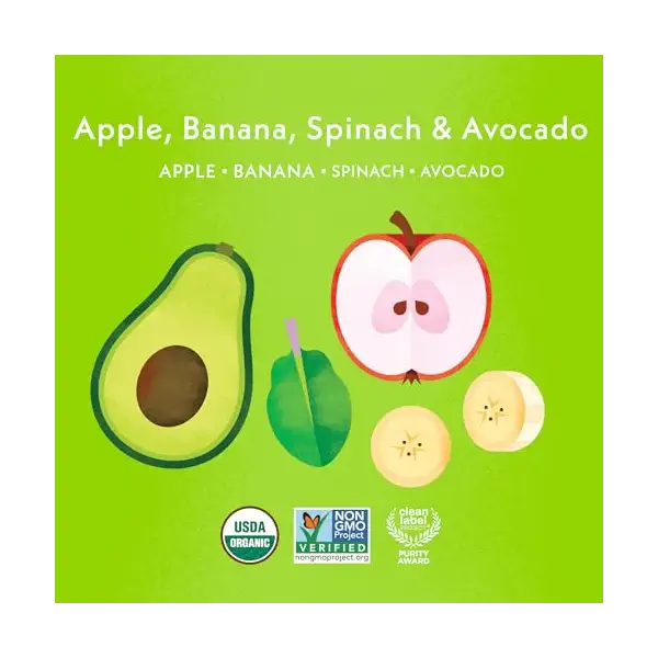 Organic Apple Banana Spinach Avocado Baby Blend Sgl, 3.2 OZ 2