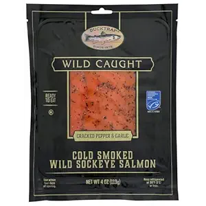 Cold Smoked Pepper Garlic Sockeye Salmon, 4 OZ