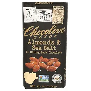 Almonds & Sea Salt 70% Dark Chocolate Bar, 3.2 OZ