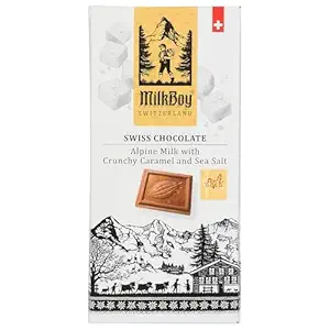 Alpine Milk Chocolate Crunchy Caramel and Sea Salt Bar, 3.5 OZ